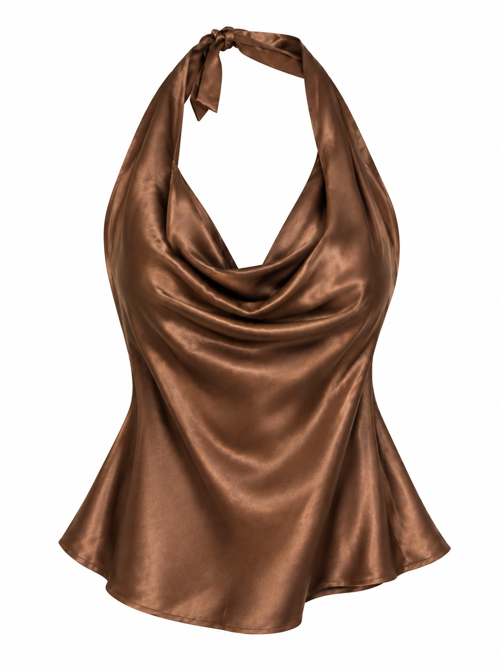 AKIRA BRONZE/BROWN SATIN HALTER TOP.  1X