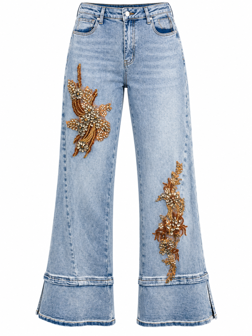 AKIRA BLUE DENIM JEANS WITH AMBER JEWELS  L