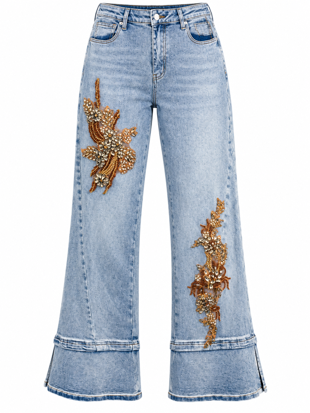 AKIRA BLUE DENIM JEANS WITH AMBER JEWELS  L