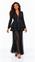 AKIRA BLACK BLAZER AND LACE PANT ONE PIECE.   XL