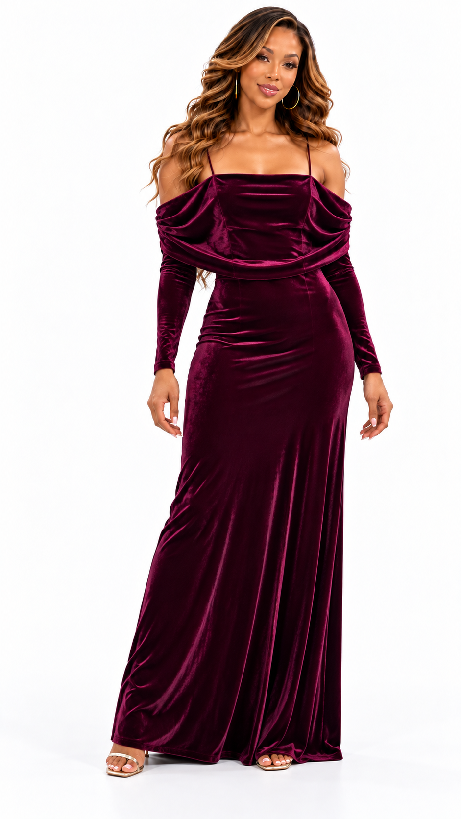 AKIRA BURGUNDY VELVET RUCHED DRESS    XL