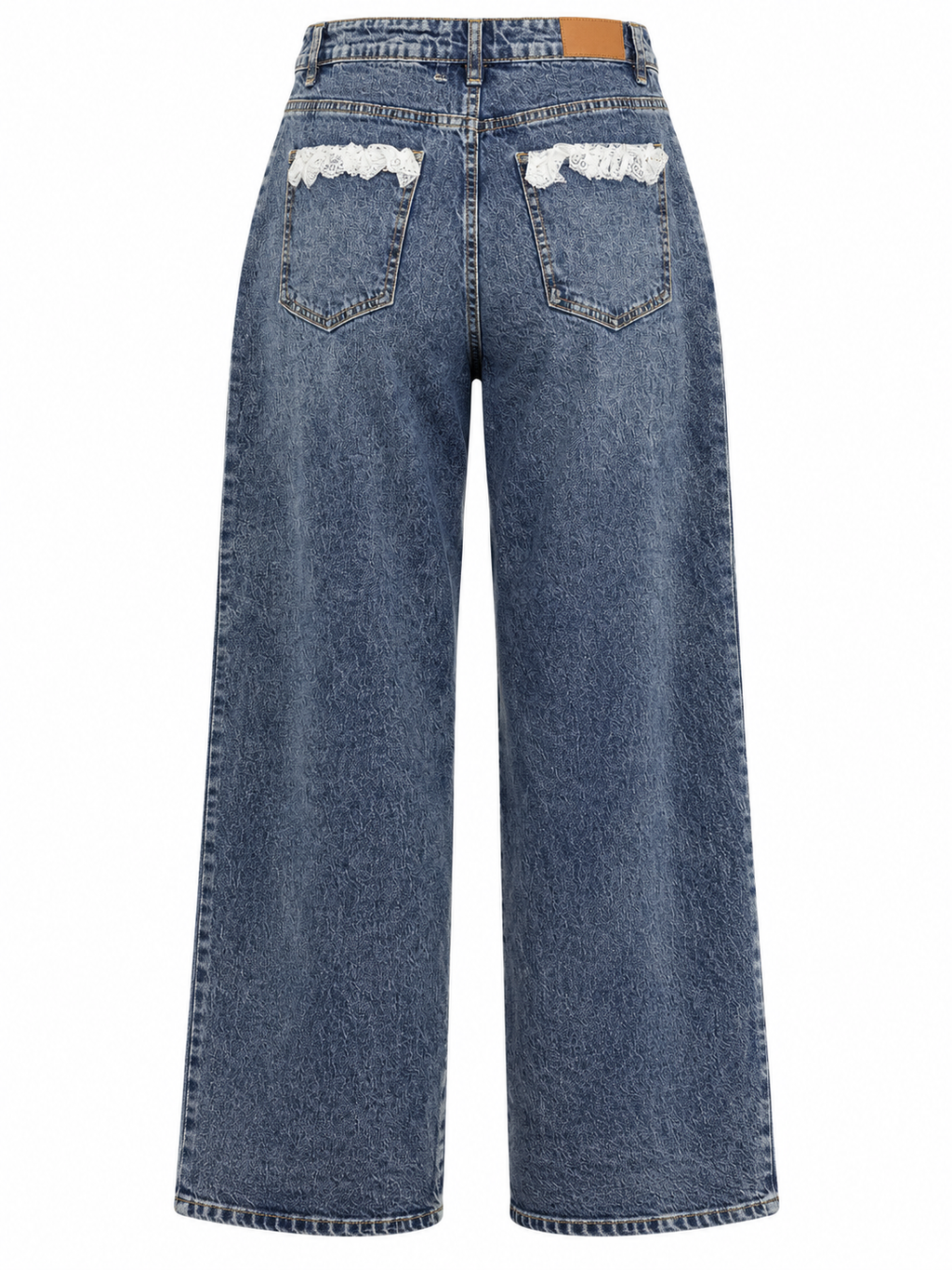 AKIRA BLUE DENIM JEANS WITH WHITE LACE AND RIBBONS. XL