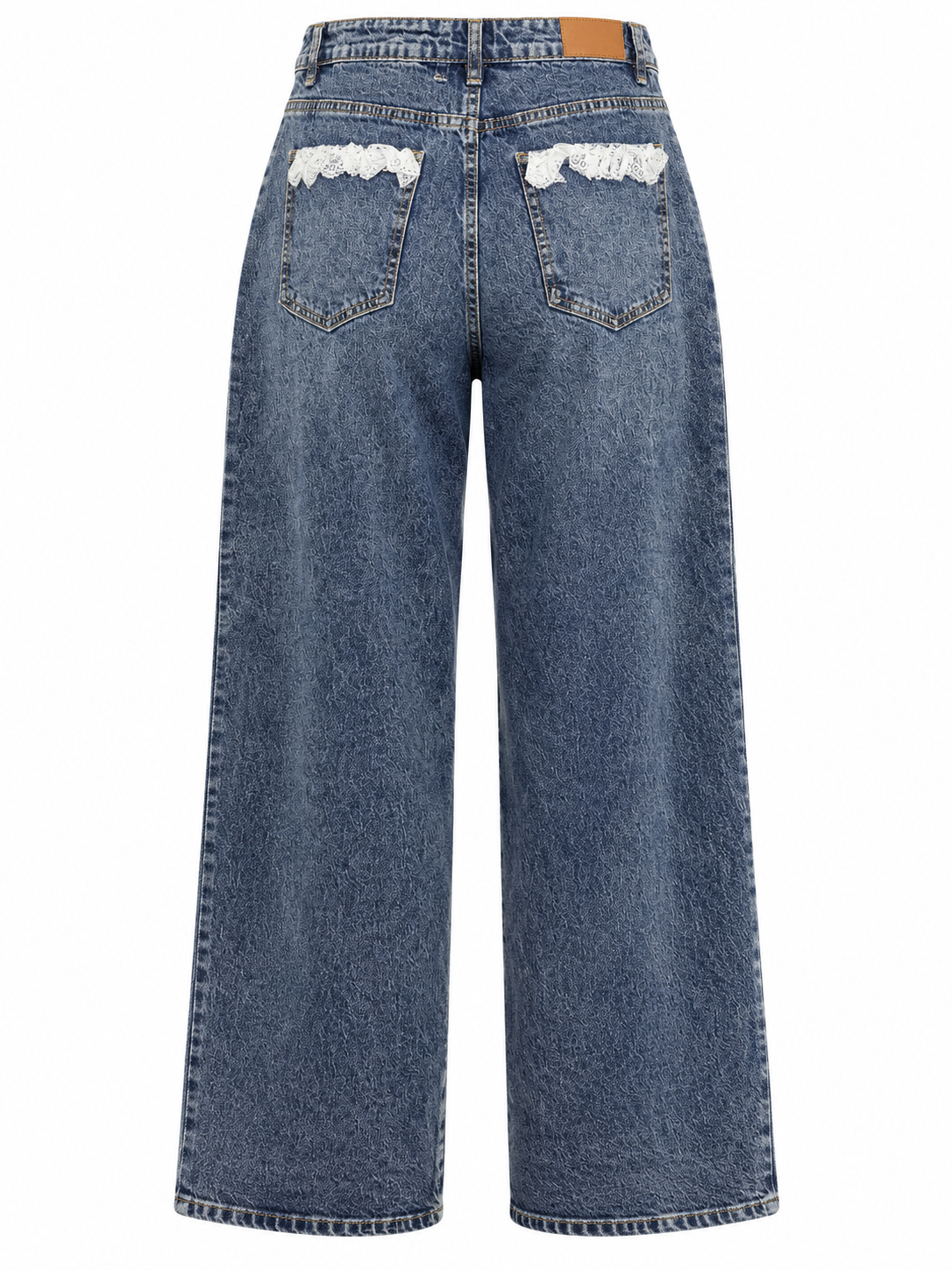 AKIRA BLUE DENIM JEANS WITH WHITE LACE AND RIBBONS. XL