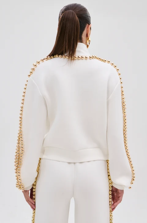 BALLS TO THE WALL ZIP UP SWEATSHIRT IN WHITE    1X