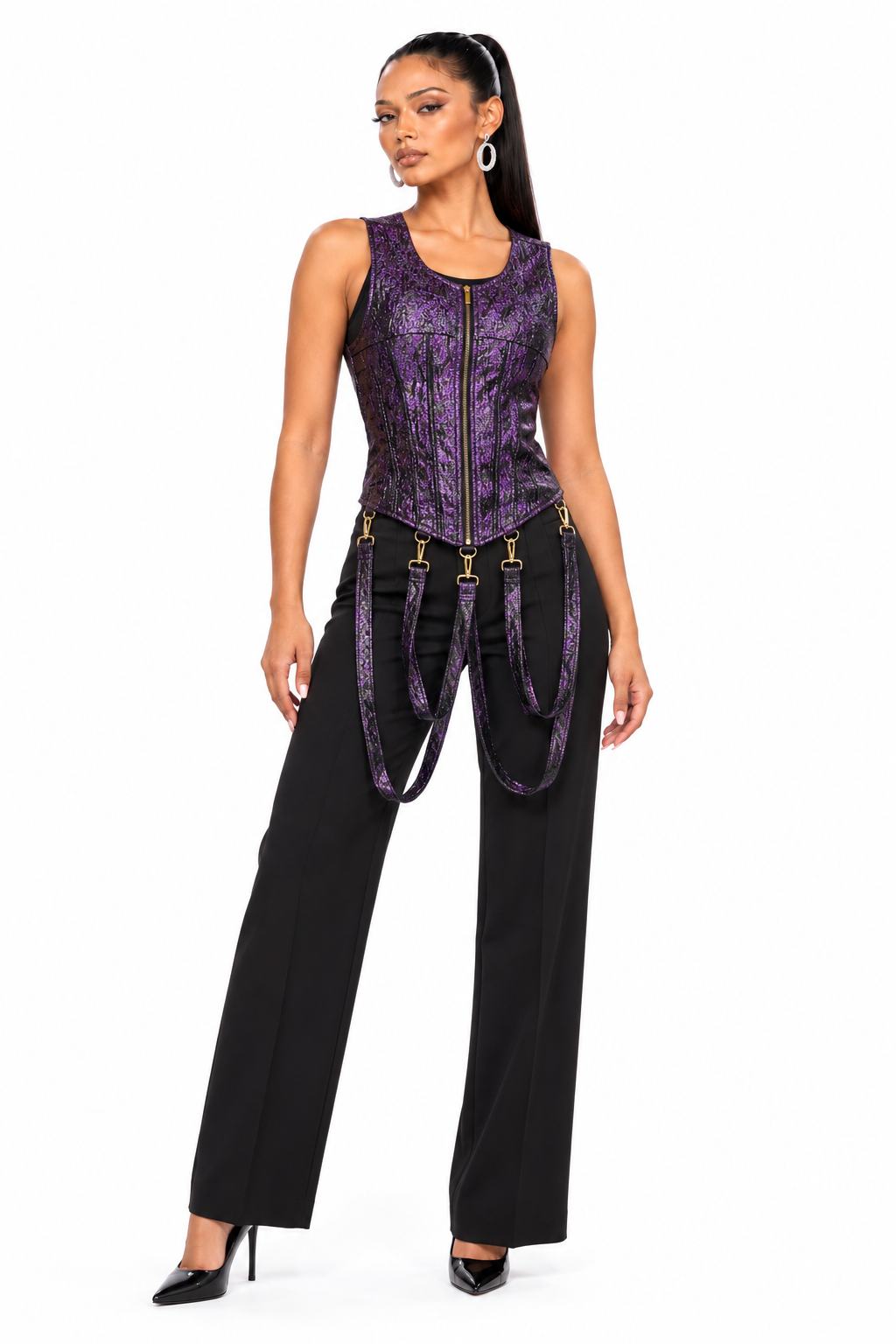 AKIRA PURPLE  GLITTER  CORSET TOP  L