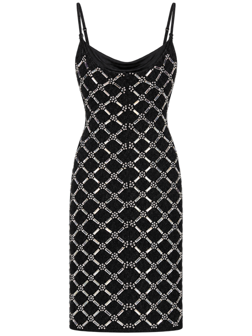 AKIRA BLACK MINI DRESS WITH JEWELS.   XL