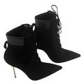 1 - 3 Good American Women's Black Suede Lace-Up Heeled Boots  (Pre-Owned) Size 9