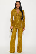 FN.  Fallyn Mesh Long Sleeve Jumpsuit - Chartreuse.  M