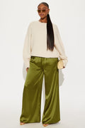 FN.   Shine On Satin Wide Leg Pant 32″ - Chartreuse.  L