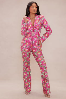 FN.   Maura Embroidered Pant - Pink/combo.  M