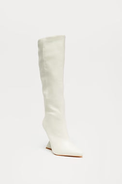 FN. Claire Knee High Boots - Cream.  Size 8.5
