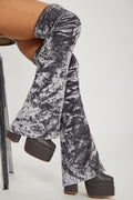 FN    On My Way Out Velvet Boots - Grey.  Size 8.5
