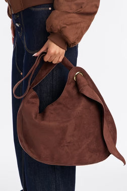 FN. Soft Serve Faux Suede Tote Bag - Brown.